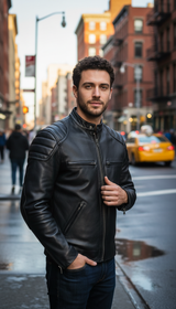Men's Vintage Brown Genuine Leather Jacket - Slim - Image 5