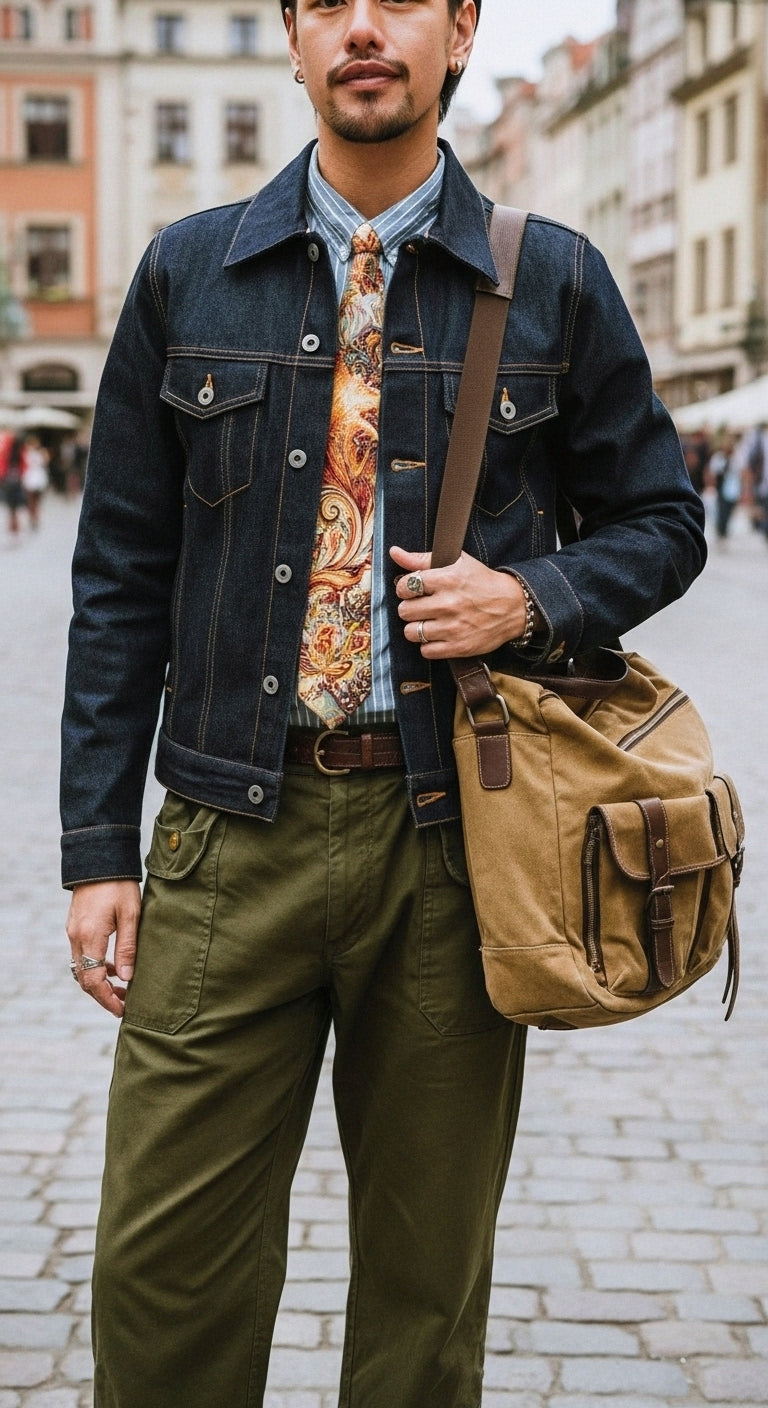 Men's 16oz Selvedge Denim Trucker Jacket - Classic - Back View
