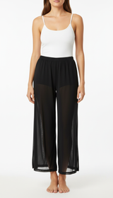 Women's Mesh Dance Pants - Wide Leg Yoga Trousers with Nylon