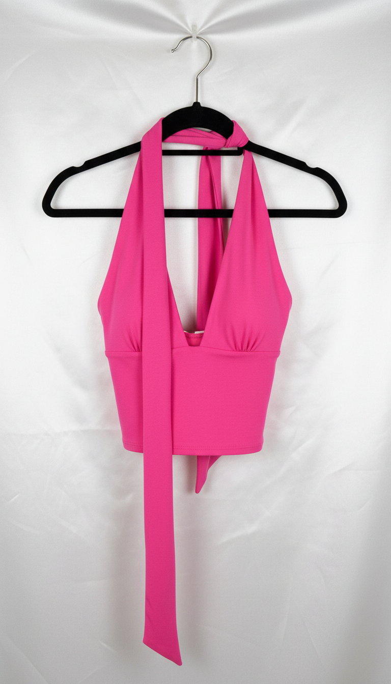 Women's Backless Scarf Tank Top - Adjustable Tie - Front View