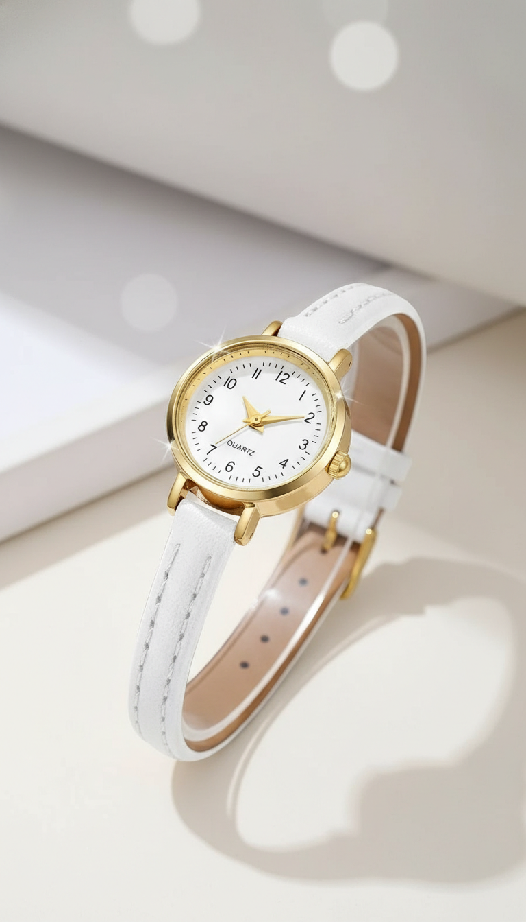Women's Fashion Watch - Small Roma Dial Leather - Detail Close-Up