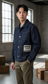 OURYE Men's Denim Chore Jacket - Relaxed in Indigo