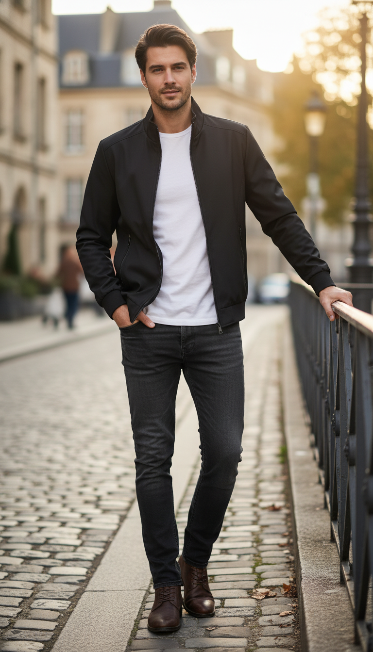OURYE Men's Bomber Jacket - Regular Fit in Camel