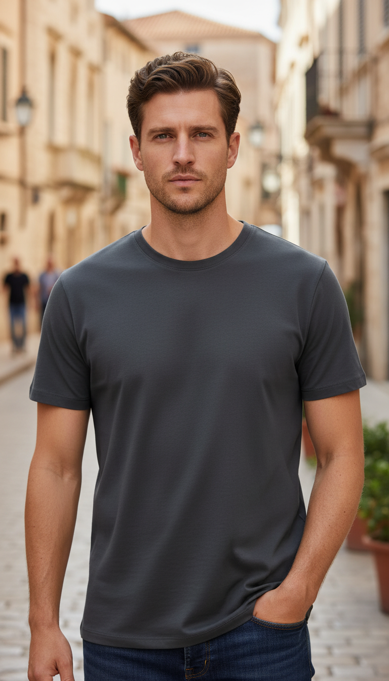 OURYE Men's Cotton T-Shirt - Oversized in Black
