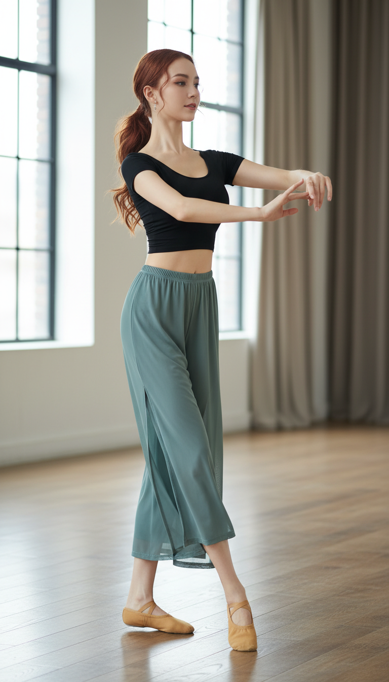 Women's Mesh Dance Pants - Wide Leg Yoga - Image 7