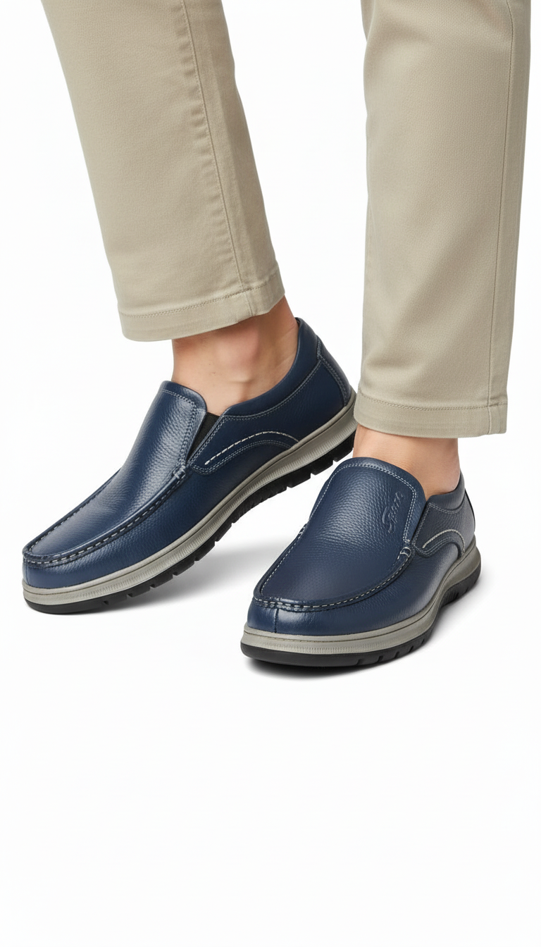 OURYE Men's Genuine Leather Button Down Shoes - Relaxed
