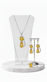 Sterling Silver Cat Necklace and Earring Set - - Detail Close-Up