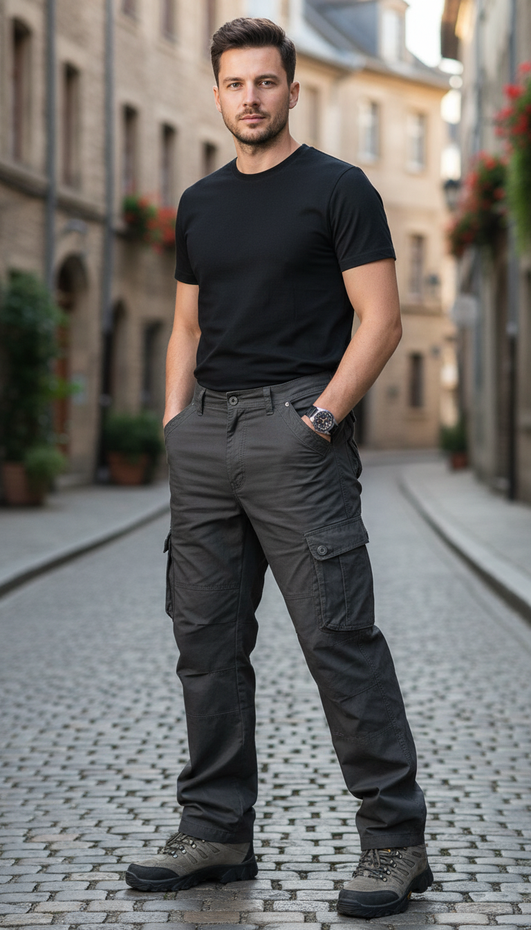Men's Tactical Cargo Pants - Cotton Twill Outdoor Work Trousers