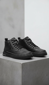 Men's Warm Plush Leather Boots - Mid-Calf Lace-Up - Image 5
