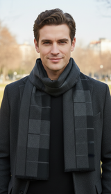 Men's Cashmere Scarf - Striped Business Shawl Wrap - Image 6