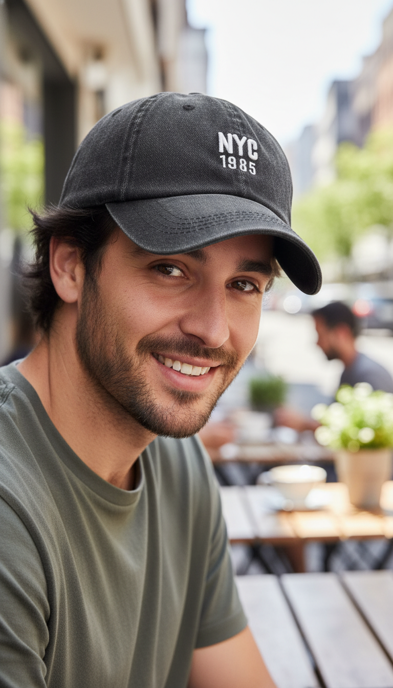 Denim Baseball Cap – Embroidered Letter Snapback Hat - Image 11