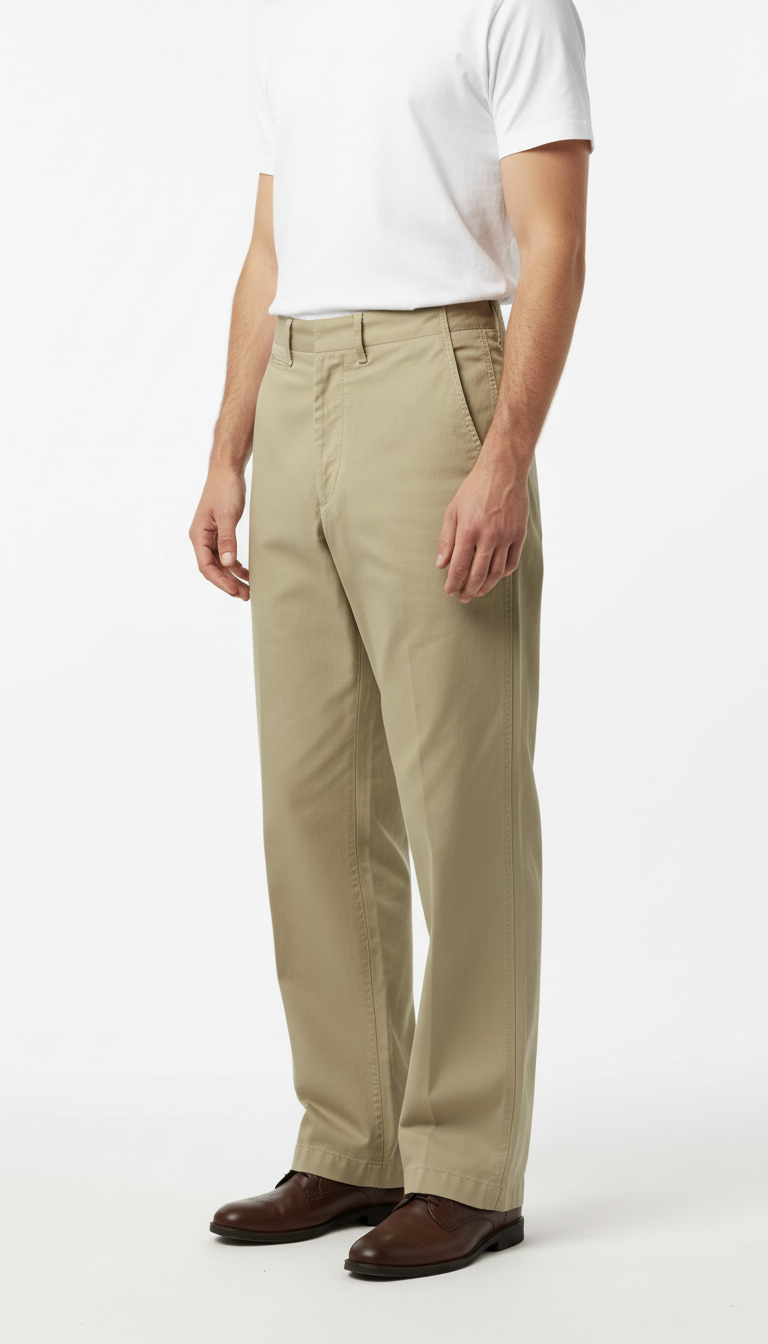 OURYE Men's Cotton Chino Trousers - Straight in Khaki