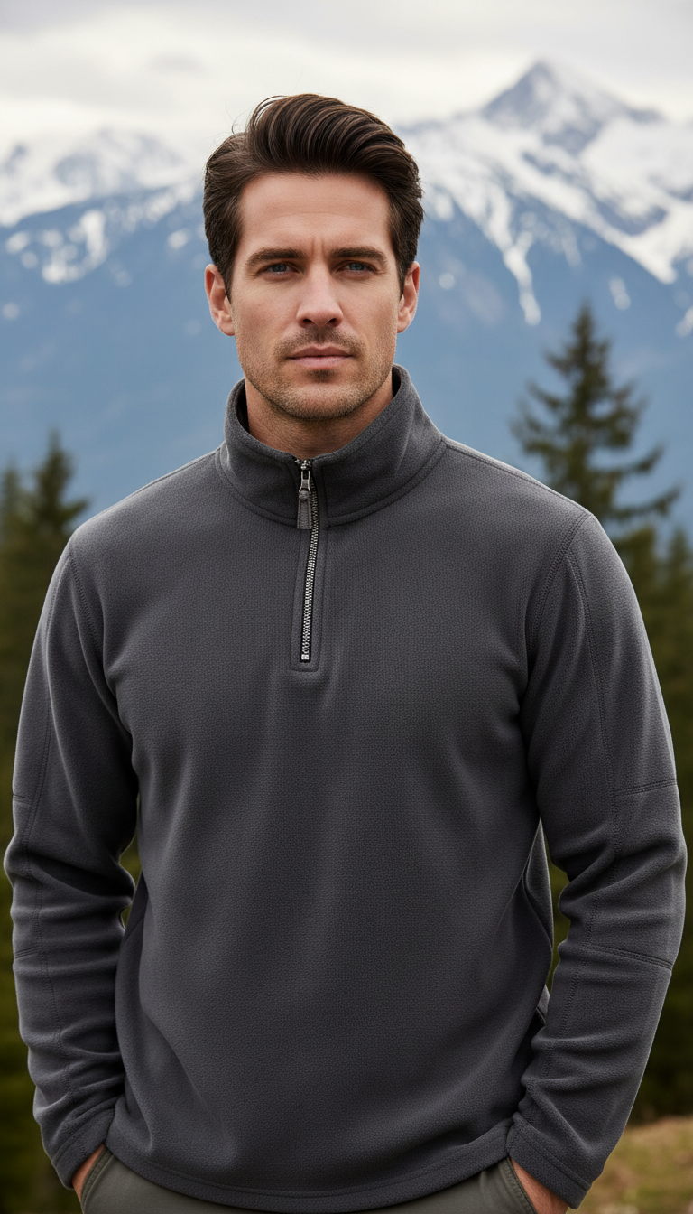 Men's Thicken Warm Fleece Jacket - Zipper Neck - Image 9