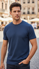 OURYE Men's Waffle Knit T-Shirt - Regular Fit in Stone