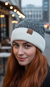 Fur-Lined Two-Tone Beanie – Unisex Knitted Hat in - Image 12
