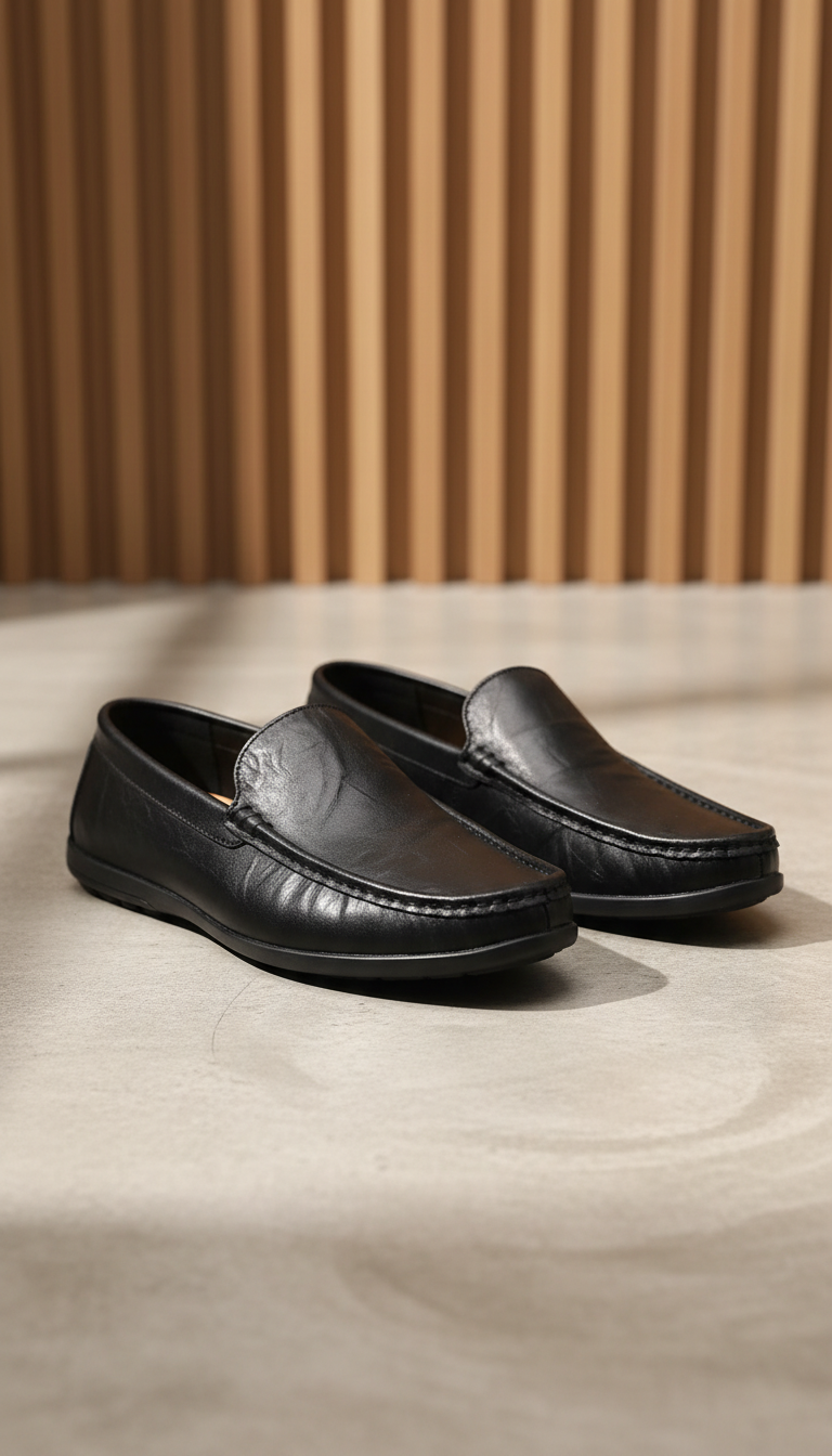 Men's Genuine Leather Loafers - Italian Style Driving - Side View