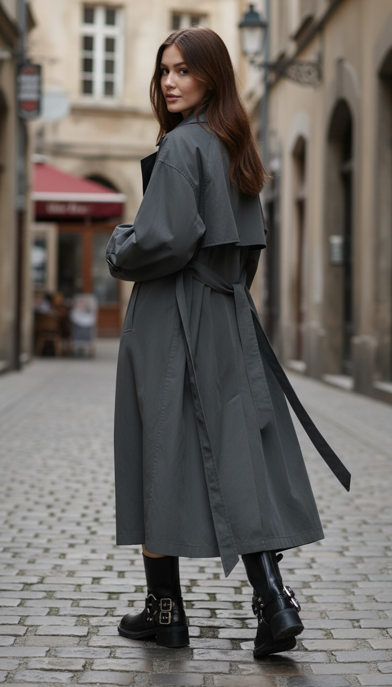 OURYE Women's Trench Coat - Double-Breasted in Cream