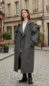 OURYE Women's Trench Coat - Double-Breasted in Cream