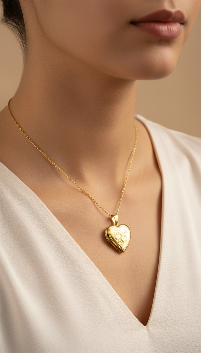 Heart Locket Pendant Necklace - Stainless Steel Memorial - Image 5