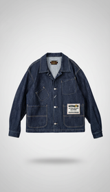 OURYE Men's Denim Chore Jacket - Relaxed in Indigo