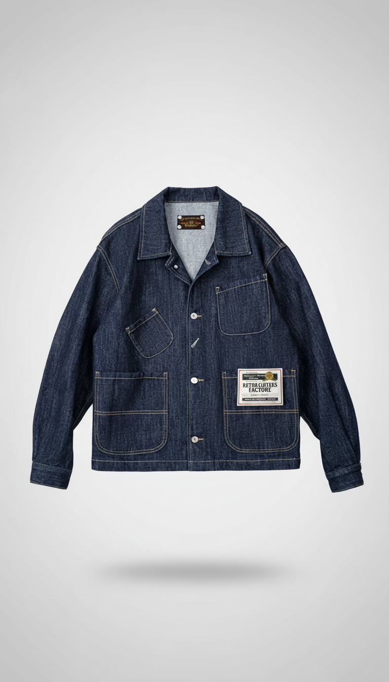 OURYE Men's Denim Chore Jacket - Relaxed in Indigo