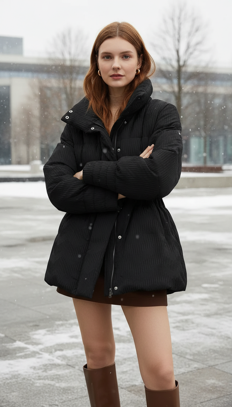 Women's Lightweight Puffer Coat - Stand Collar Jacket - Image 7