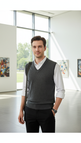 Men's Solid Colour Sweater Vest - V-Neck Sleeveless - Image 10