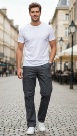 Men's Cotton Cargo Pants - Loose Fit Multi-Pocket Work Trousers