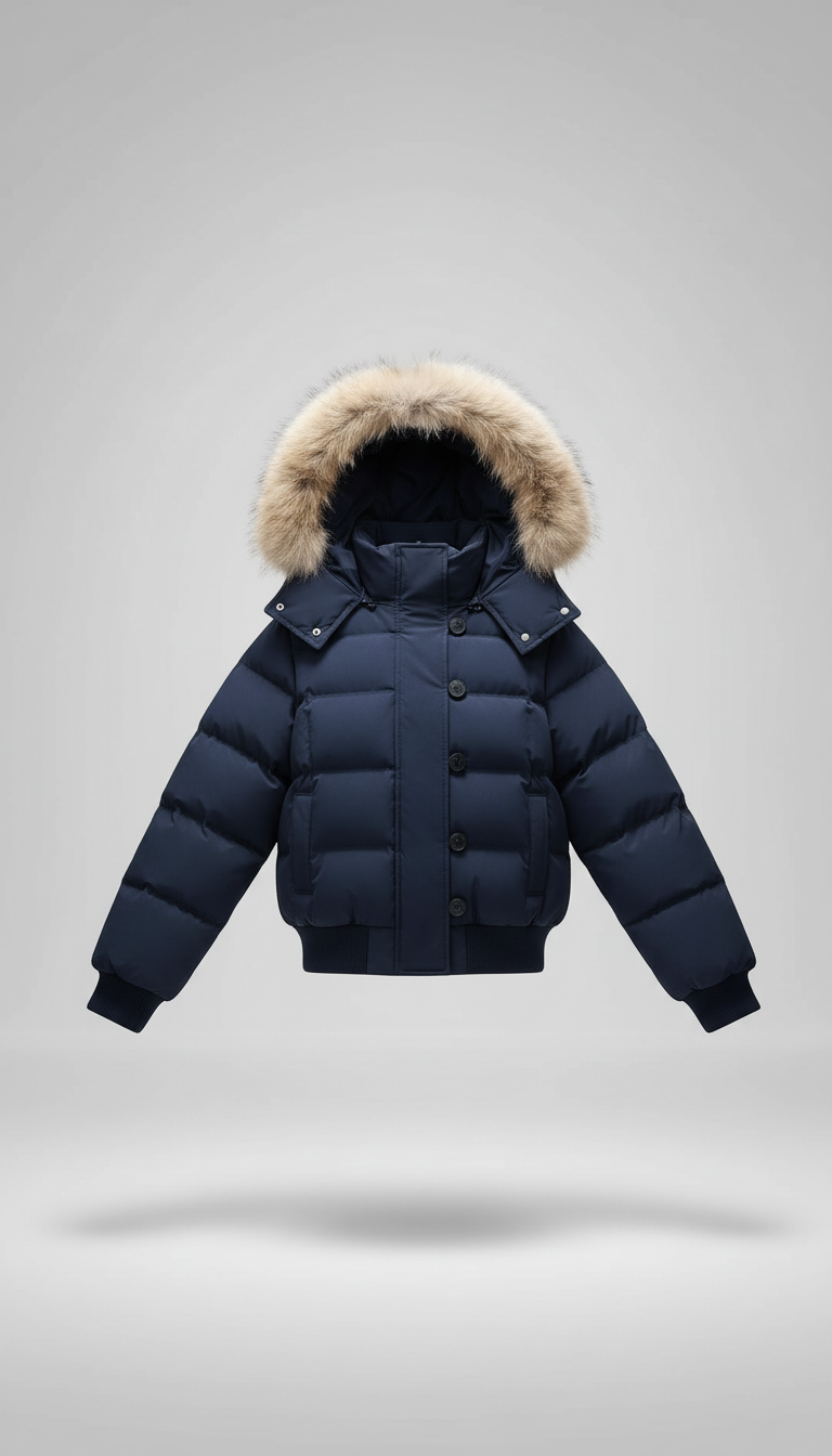 OURYE Women's Down Puffer Jacket - Cropped in Black