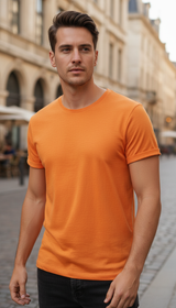 OURYE Men's Cotton Raw Edge Tee - Slim Fit in Coffee