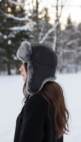 Unisex Faux Fur Trapper Hat - Russian Ushanka - Detail Close-Up