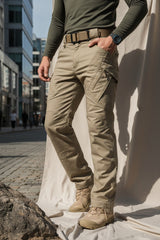 Men's Tactical Cargo Pants - Multi-Pocket Military Joggers - Front View